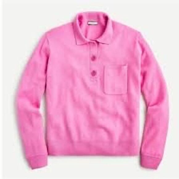 J. Crew Sweaters - J.Crew Cashmere Collared Sweater in Flamingo Pink Oversized Henley Size XS